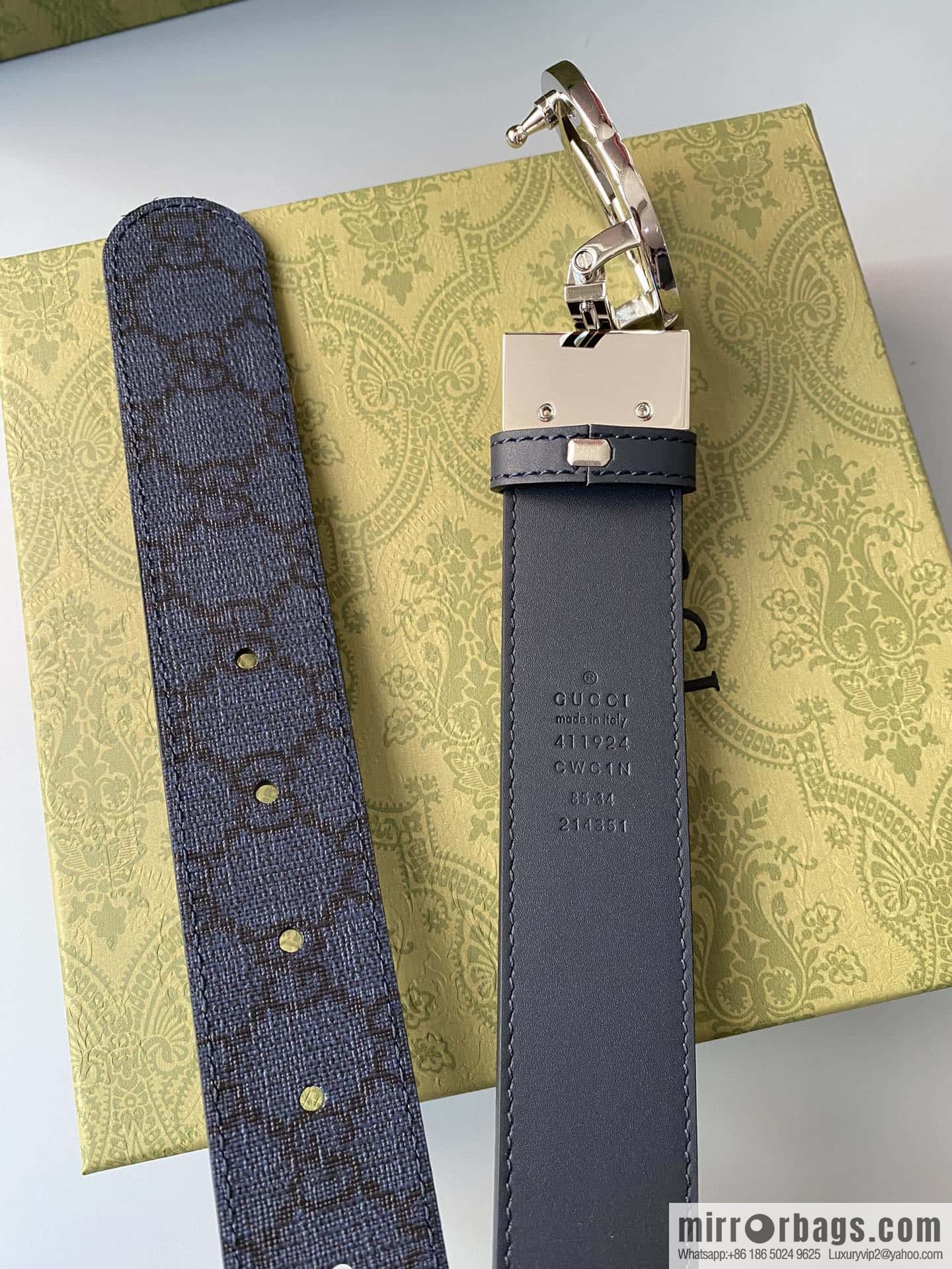 GUCCI 3.5cm square G-buckle double-sided belt