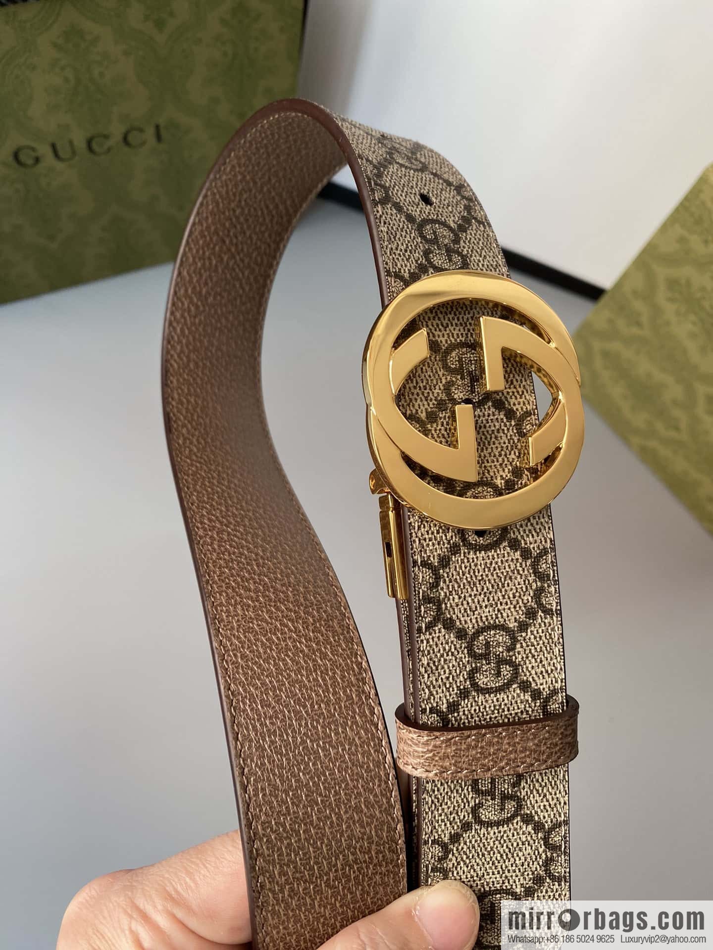 GUCCI 3.5cm square G-buckle double-sided belt