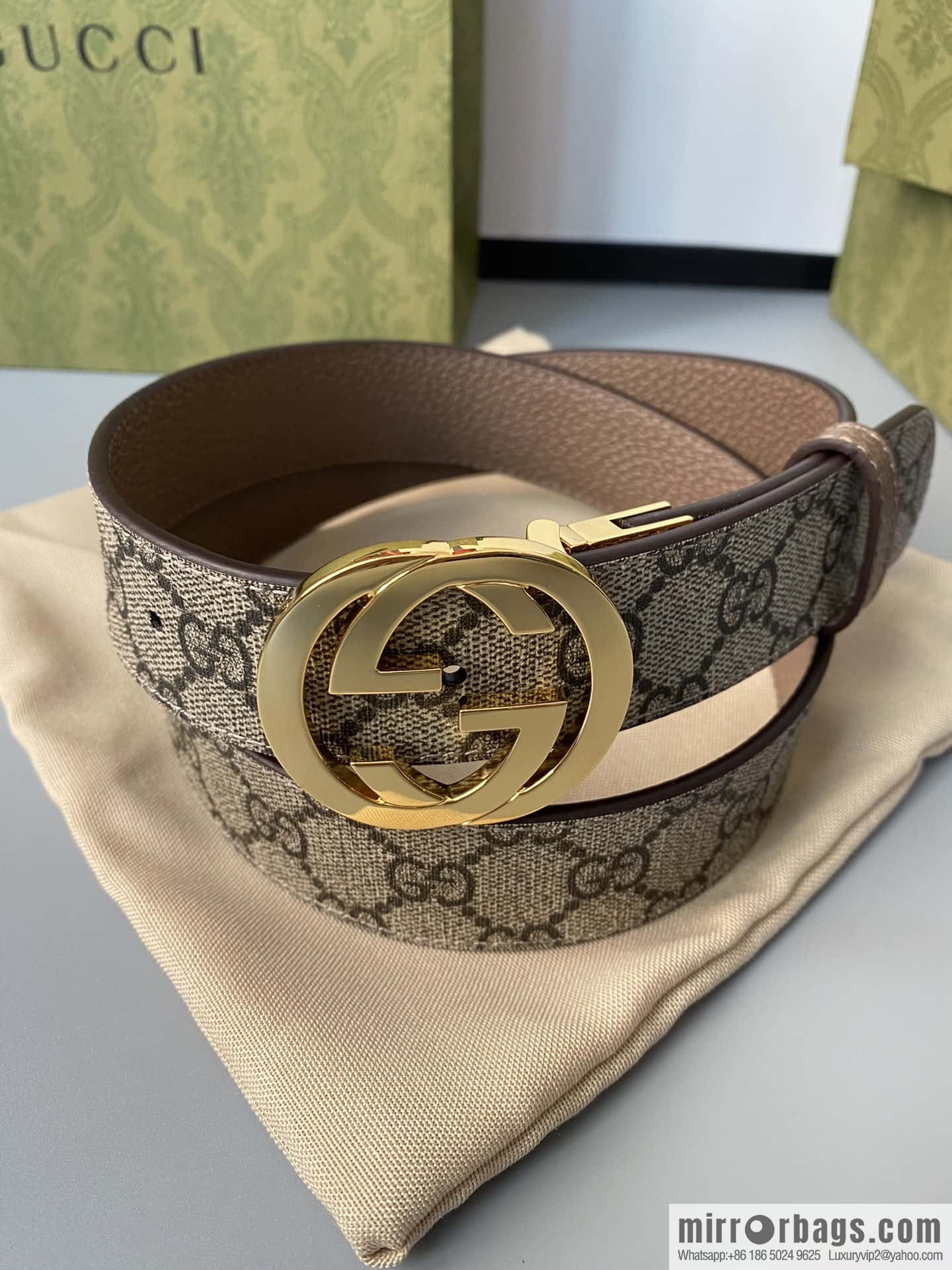 GUCCI 3.5cm square G-buckle double-sided belt