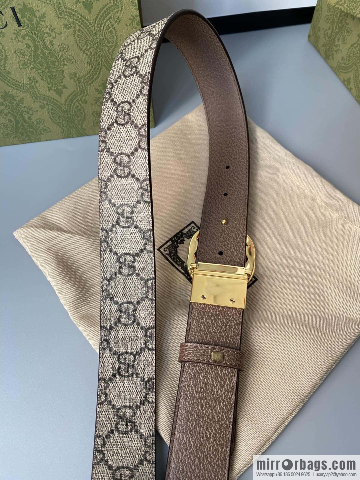GUCCI 3.5cm square G-buckle double-sided belt