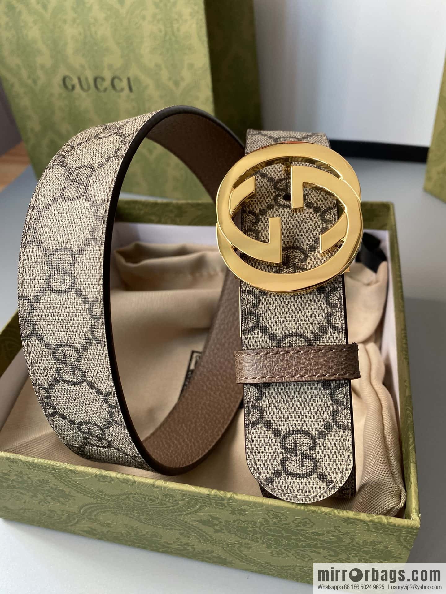 GUCCI 3.5cm square G-buckle double-sided belt