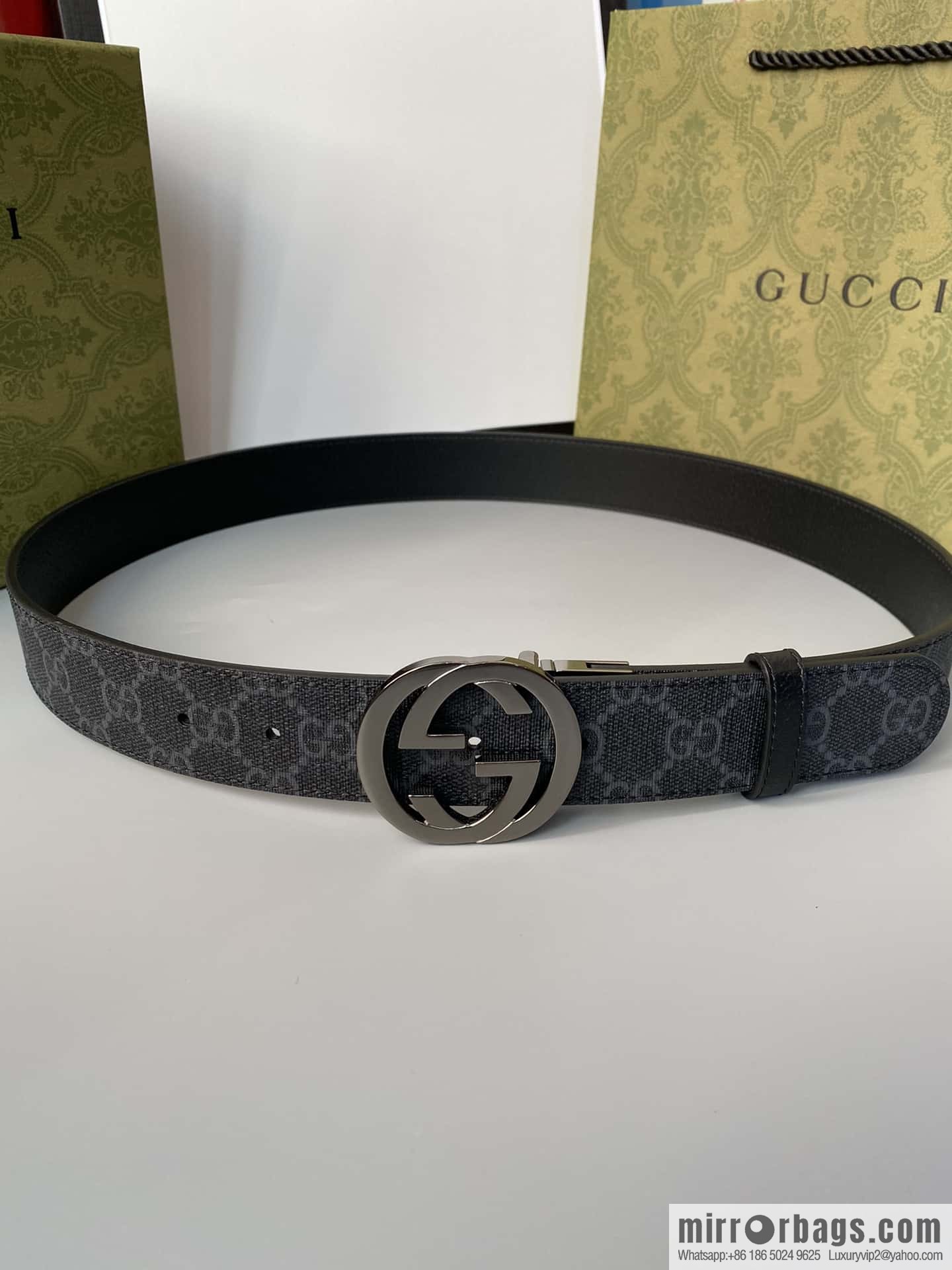 GUCCI 3.5cm square G-buckle double-sided belt