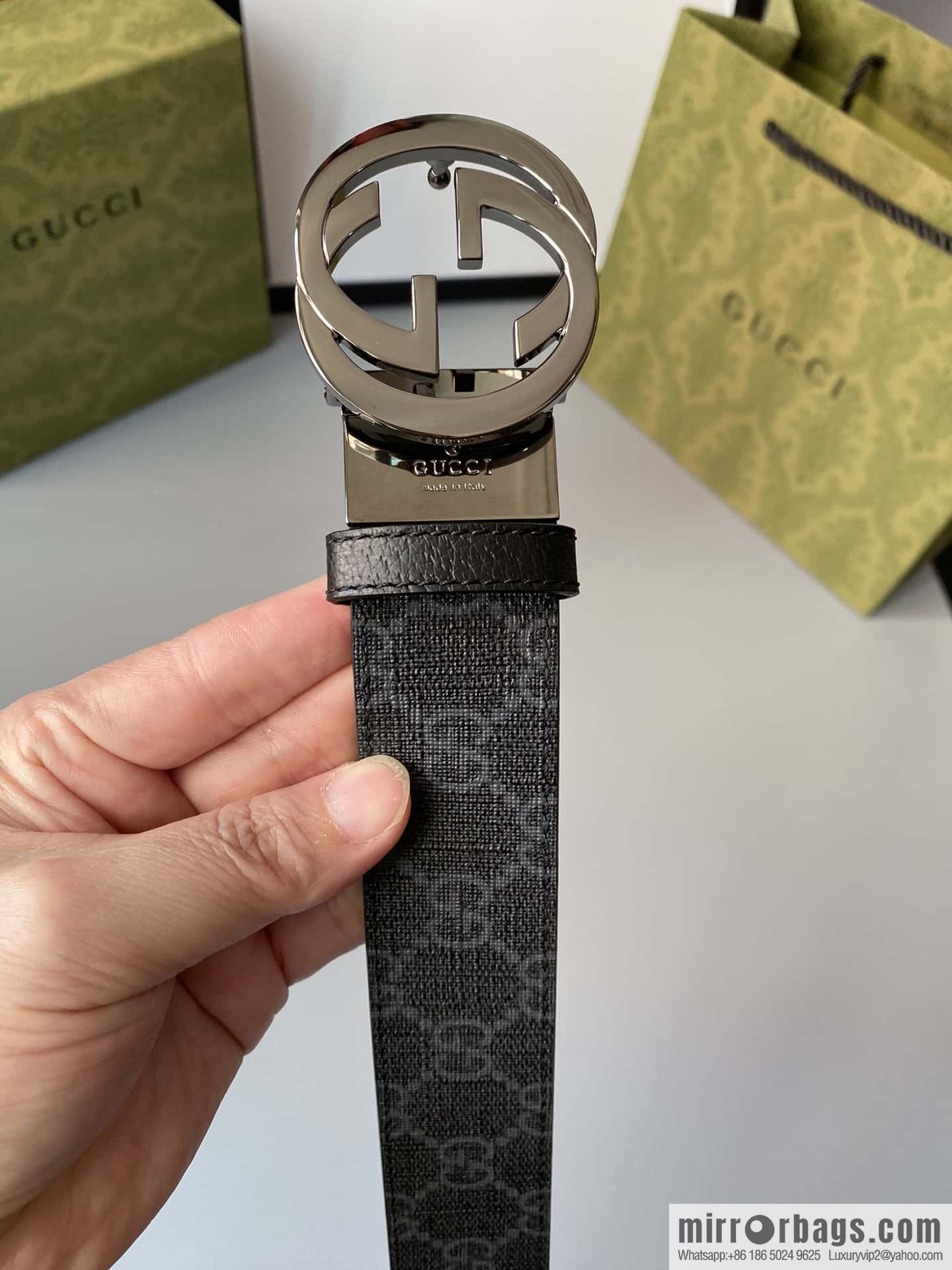 GUCCI 3.5cm square G-buckle double-sided belt