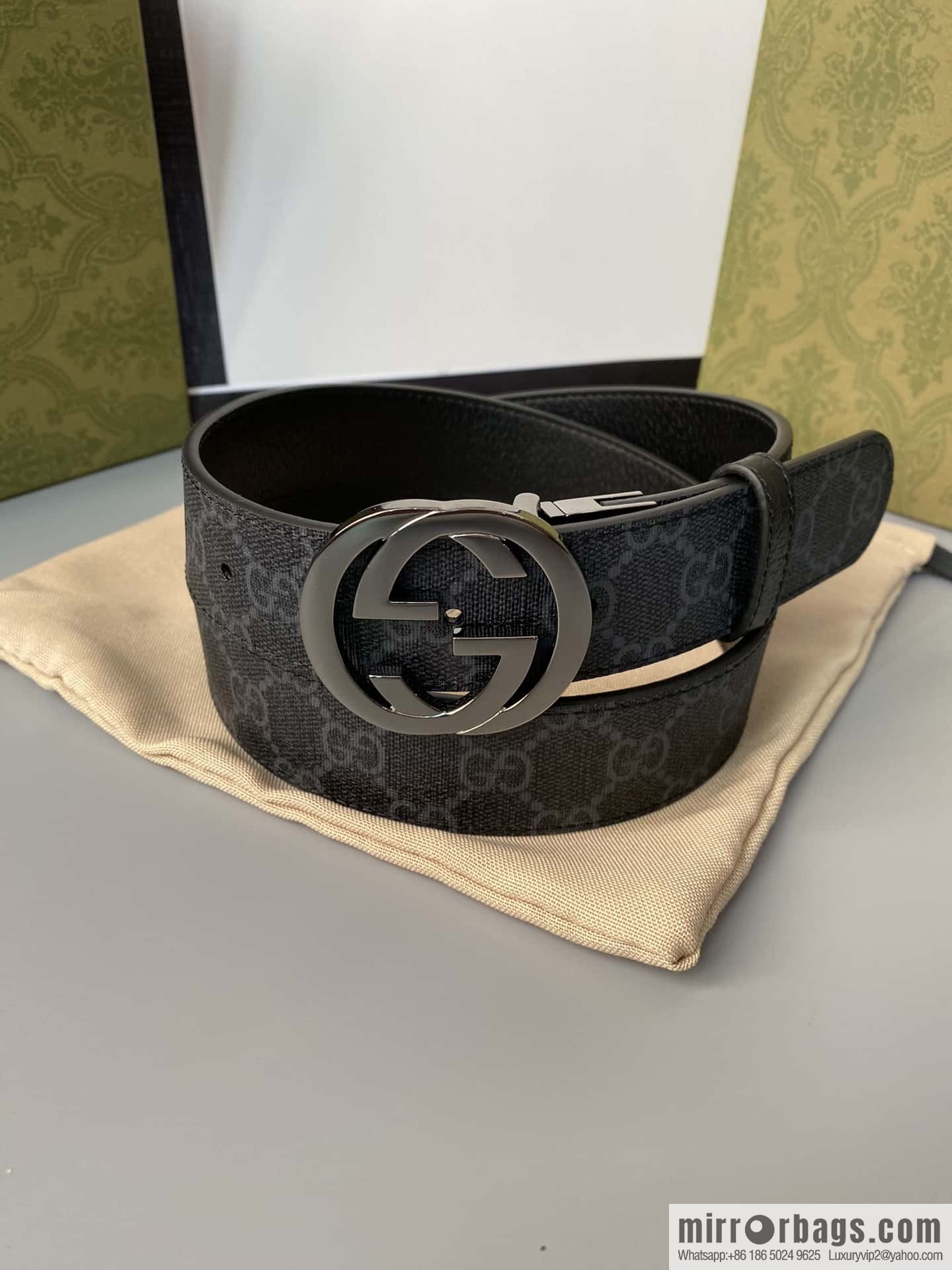 GUCCI 3.5cm square G-buckle double-sided belt