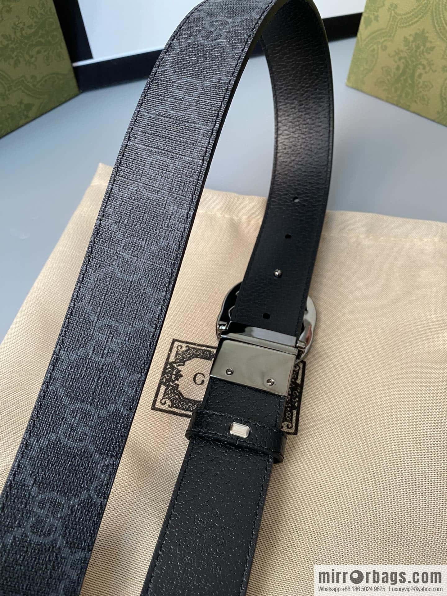GUCCI 3.5cm square G-buckle double-sided belt