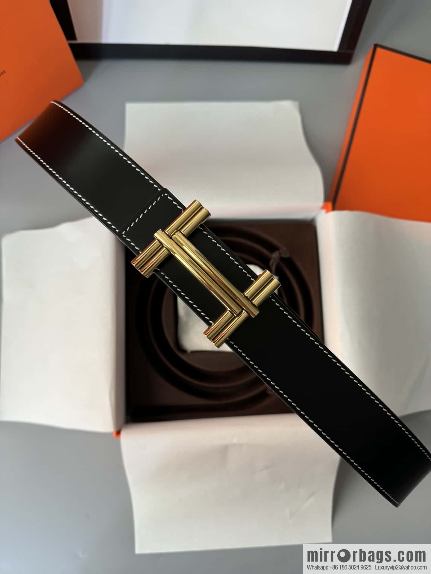Hermes Hermes, double-sided delicate cowhide belt 38mm