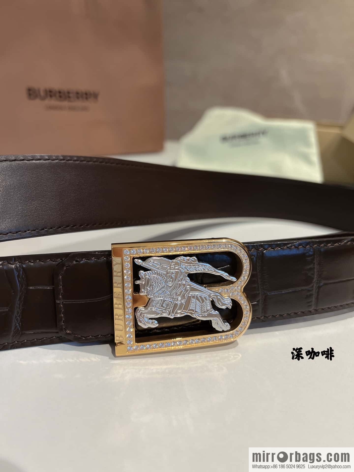 BURBERRY Burberry, stainless steel B-shaped war horse inlaid with metal buckle 3.5cm