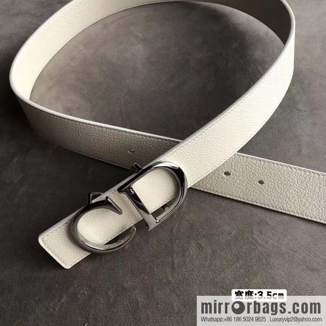 DIOR OBLIQUE printed with black cowhide lychee double-sided external 3.5CM belt