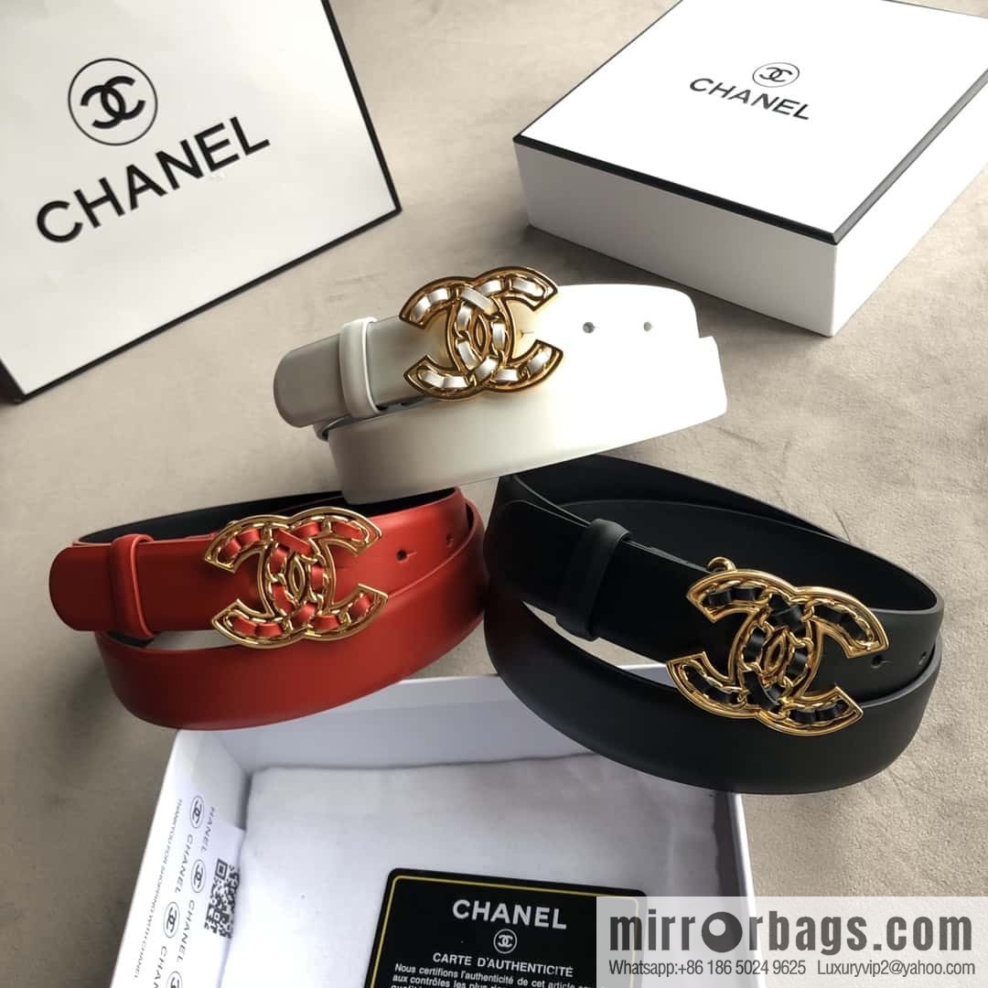 CHANEL chain buckle women's belt 3.0cm