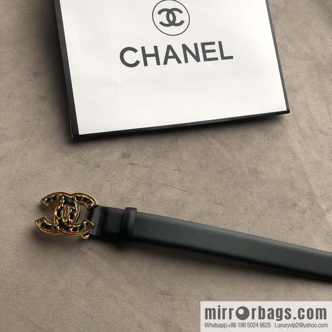 CHANEL chain buckle women's belt 3.0cm