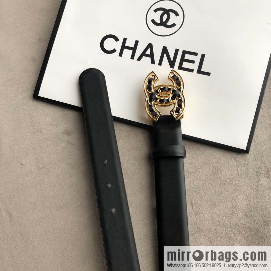 CHANEL chain buckle women's belt 3.0cm