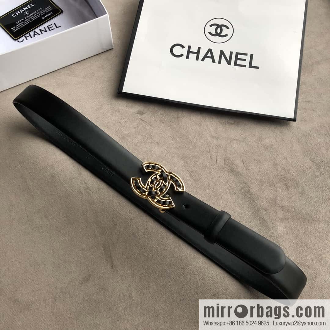 CHANEL chain buckle women's belt 3.0cm
