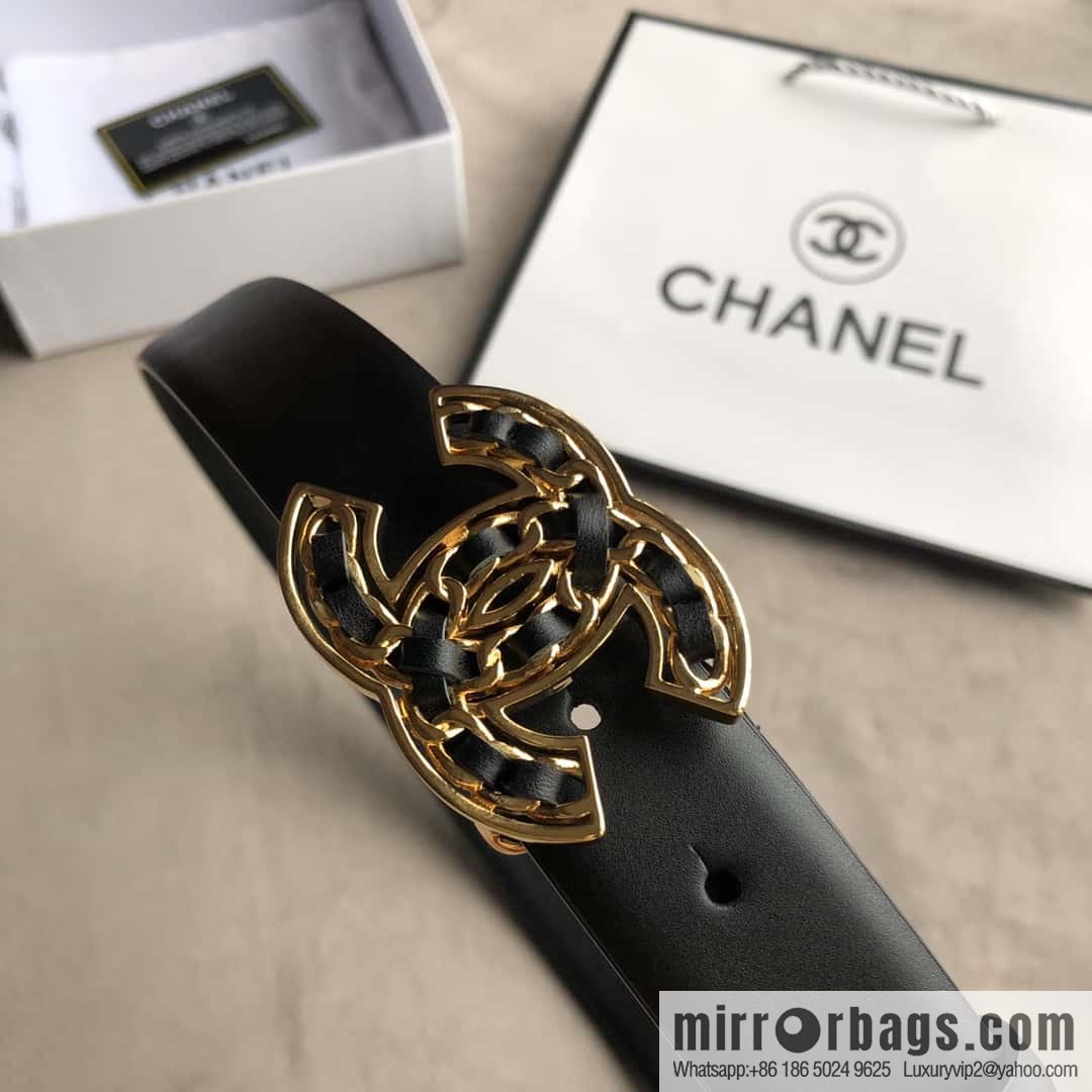 CHANEL chain buckle women's belt 3.0cm