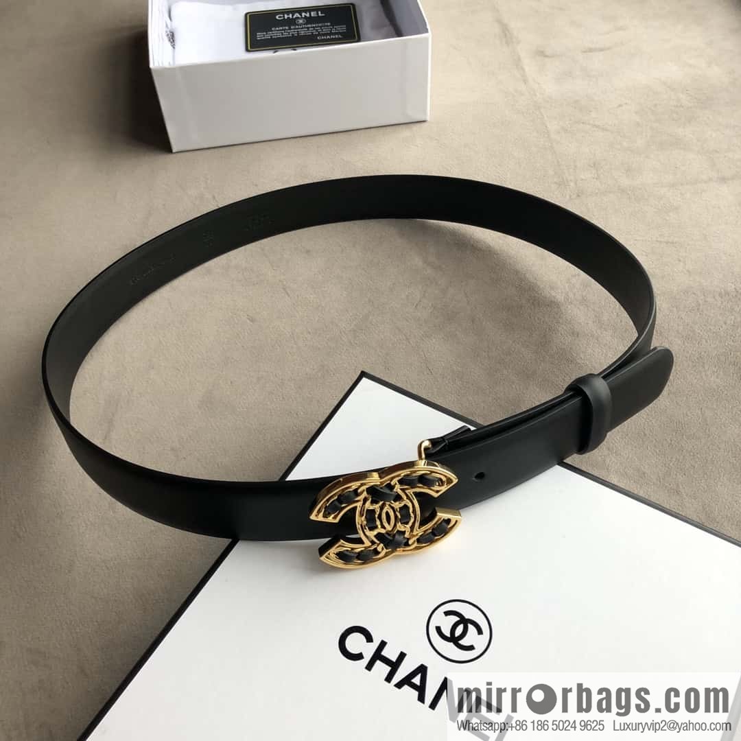 CHANEL chain buckle women's belt 3.0cm