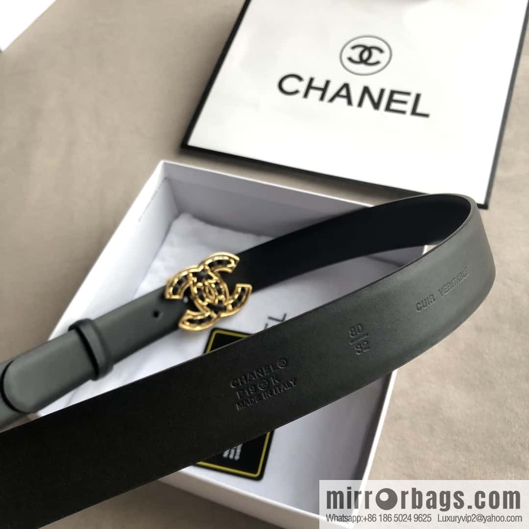 CHANEL chain buckle women's belt 3.0cm