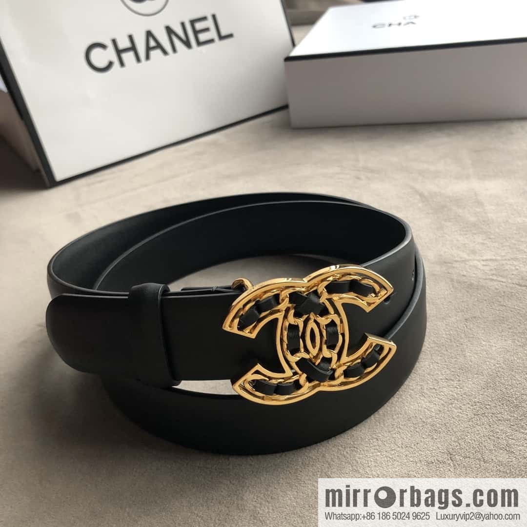 CHANEL chain buckle women's belt 3.0cm