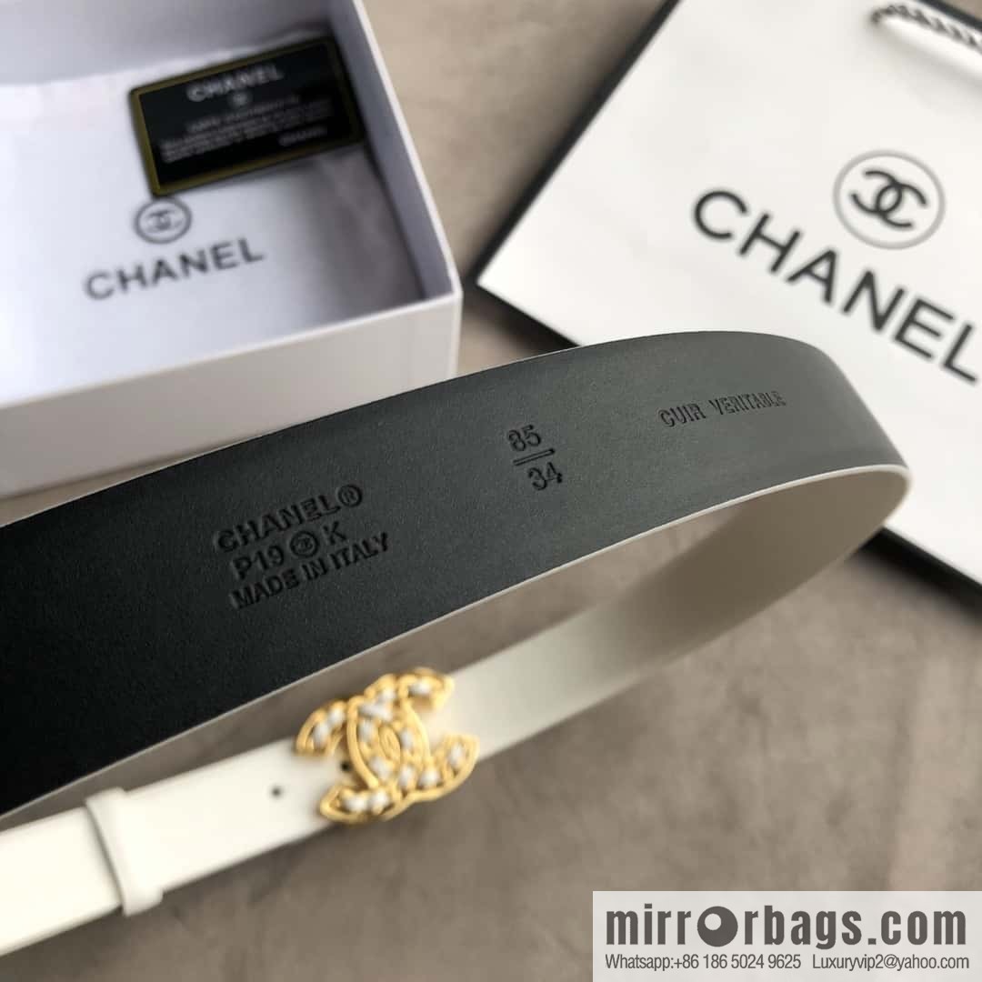 CHANEL chain buckle women's belt 3.0cm