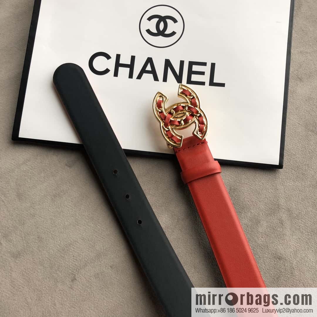 CHANEL chain buckle women's belt 3.0cm