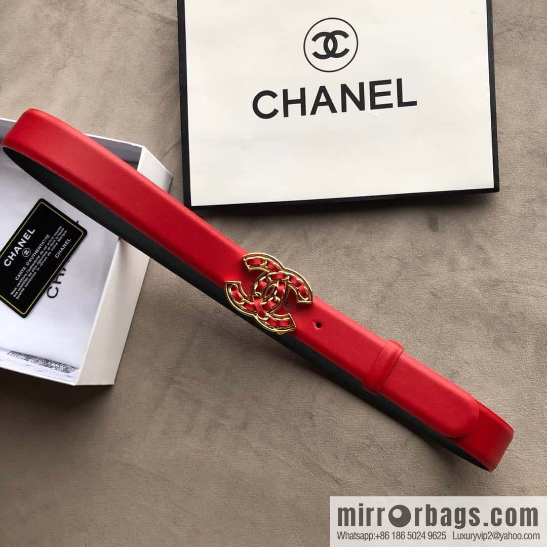 CHANEL chain buckle women's belt 3.0cm