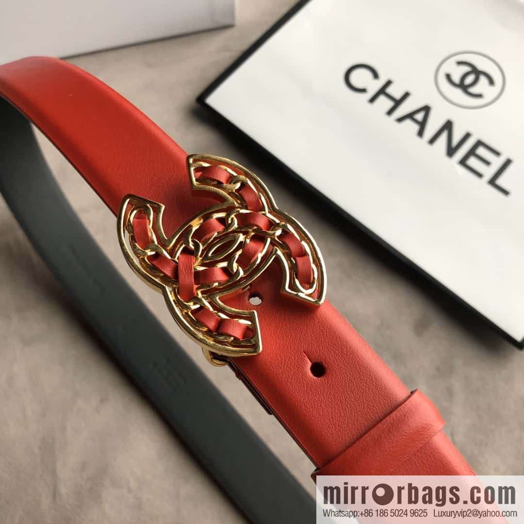 CHANEL chain buckle women's belt 3.0cm