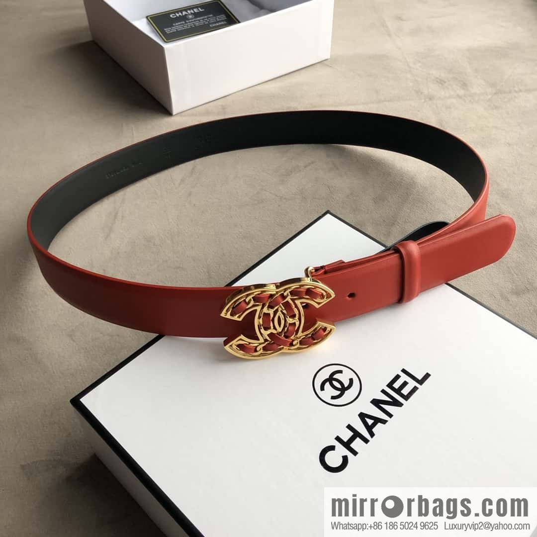 CHANEL chain buckle women's belt 3.0cm