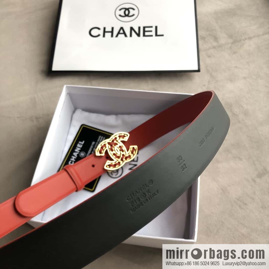 CHANEL chain buckle women's belt 3.0cm