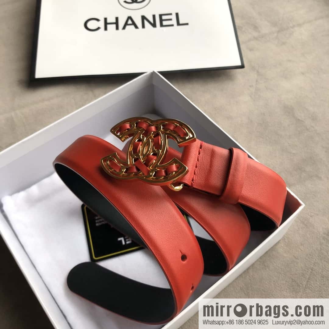 CHANEL chain buckle women's belt 3.0cm