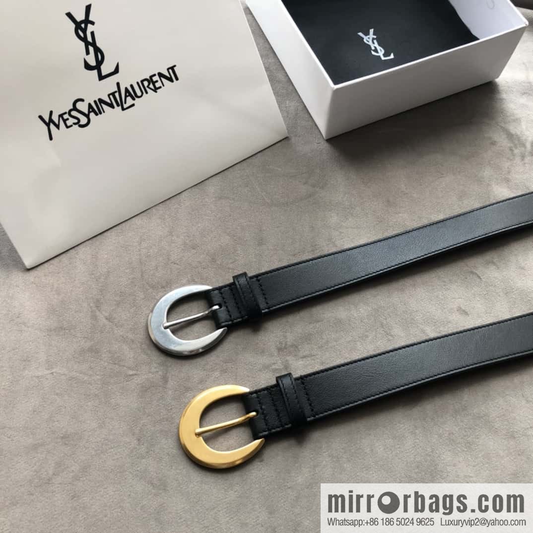 Saint Laurent, black women's vintage pin buckle belt 3.0cm