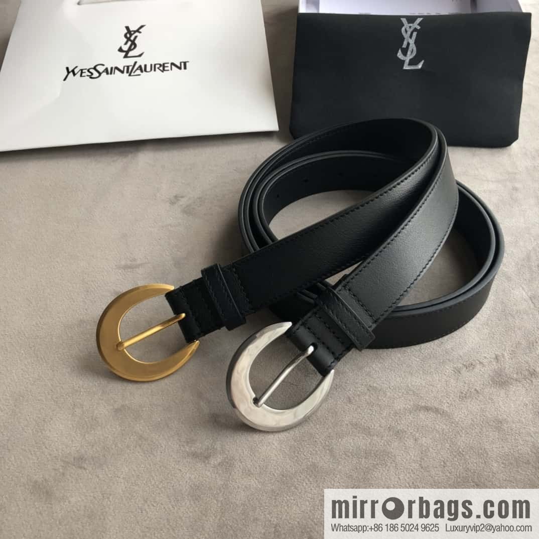 Saint Laurent, black women's vintage pin buckle belt 3.0cm