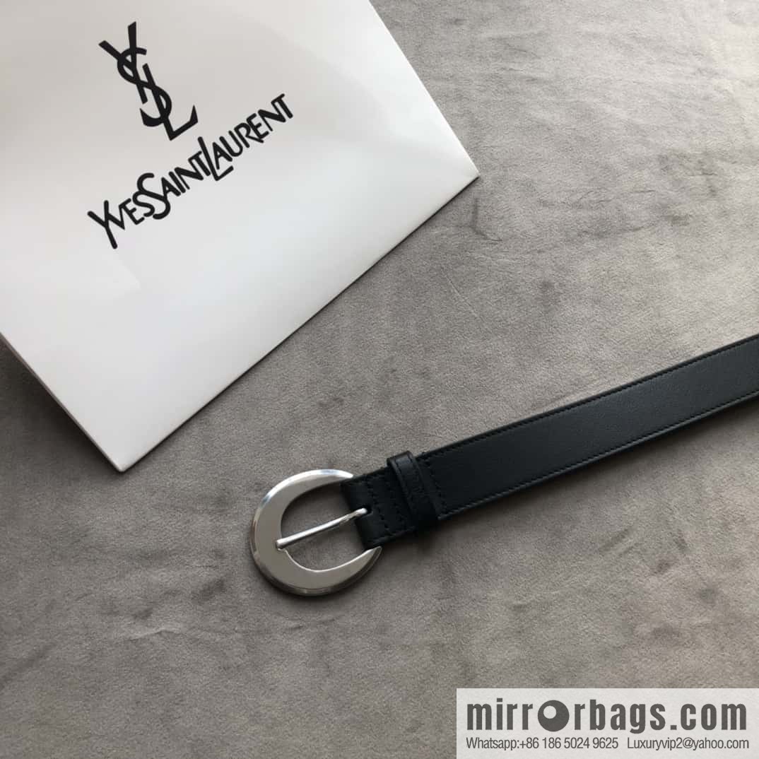 Saint Laurent, black women's vintage pin buckle belt 3.0cm