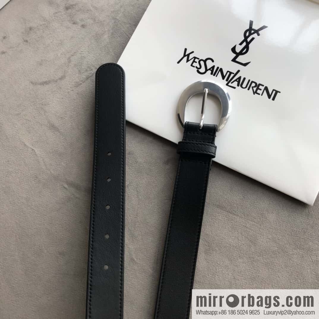 Saint Laurent, black women's vintage pin buckle belt 3.0cm