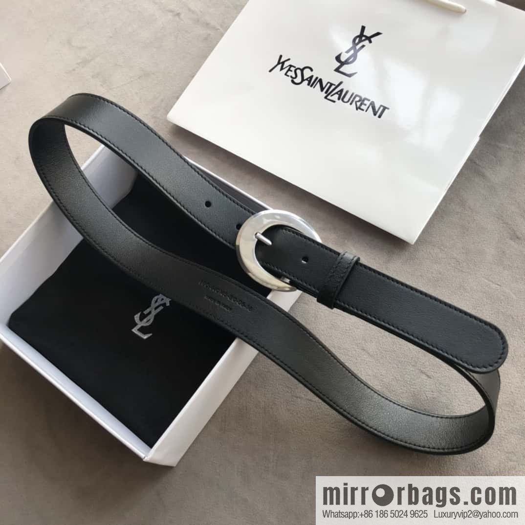 Saint Laurent, black women's vintage pin buckle belt 3.0cm