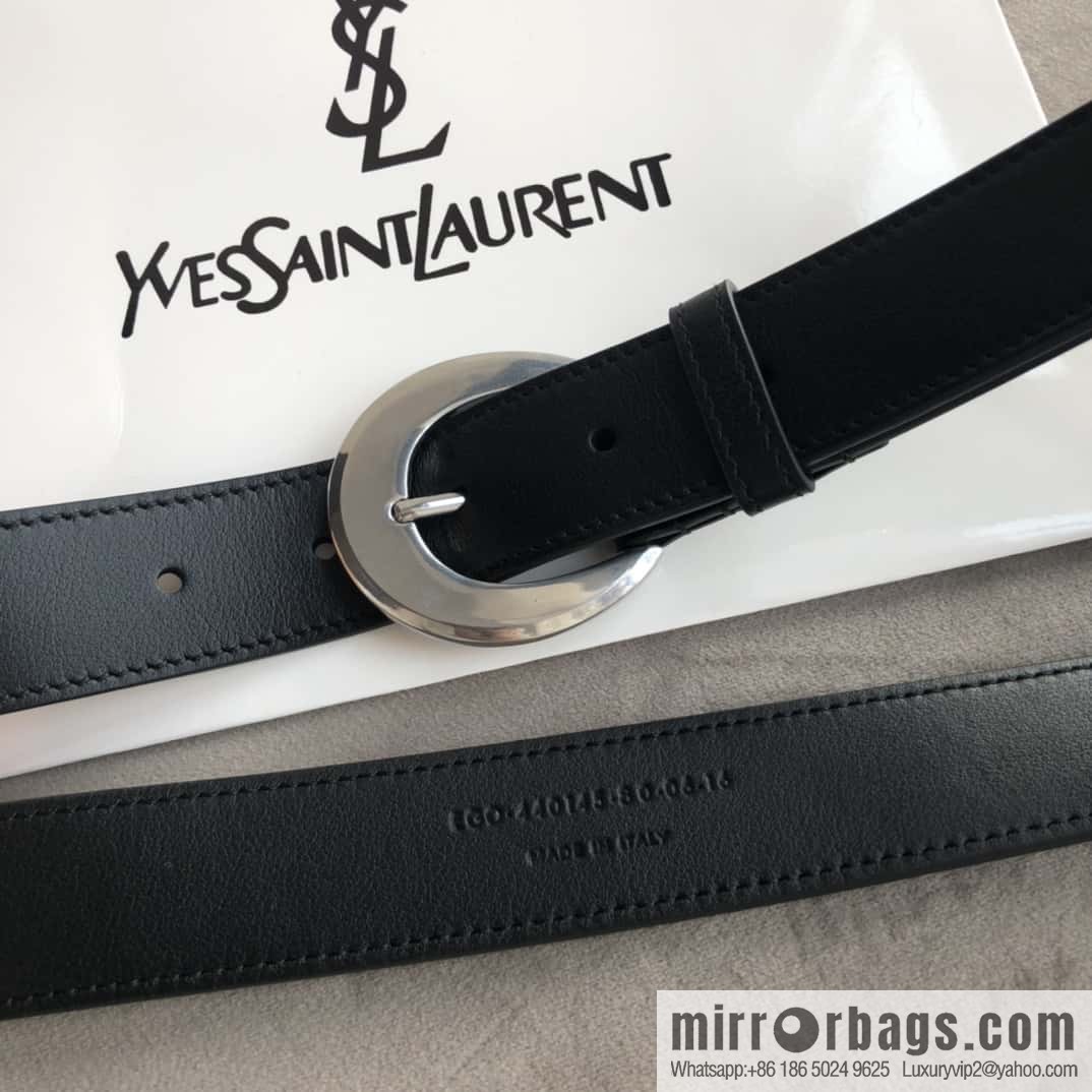 Saint Laurent, black women's vintage pin buckle belt 3.0cm