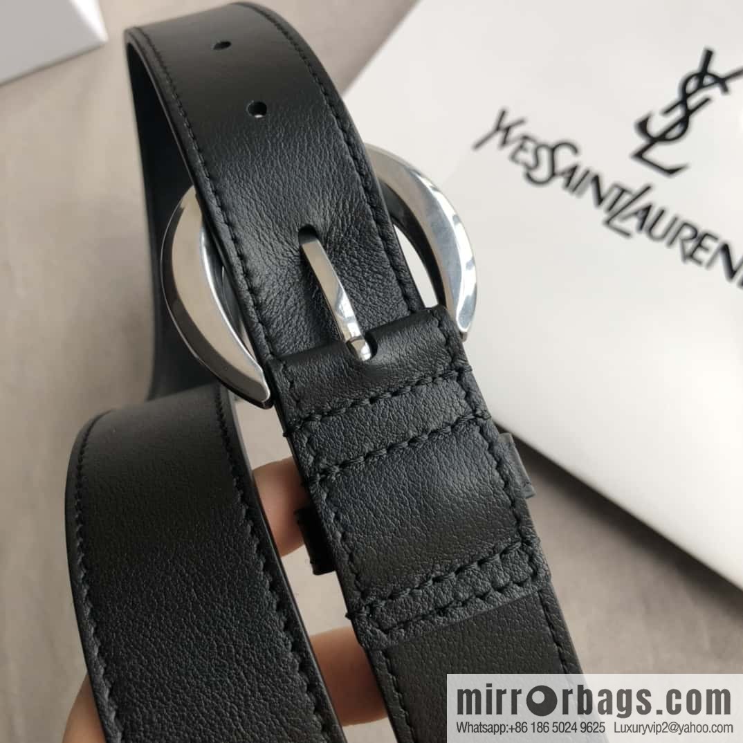 Saint Laurent, black women's vintage pin buckle belt 3.0cm