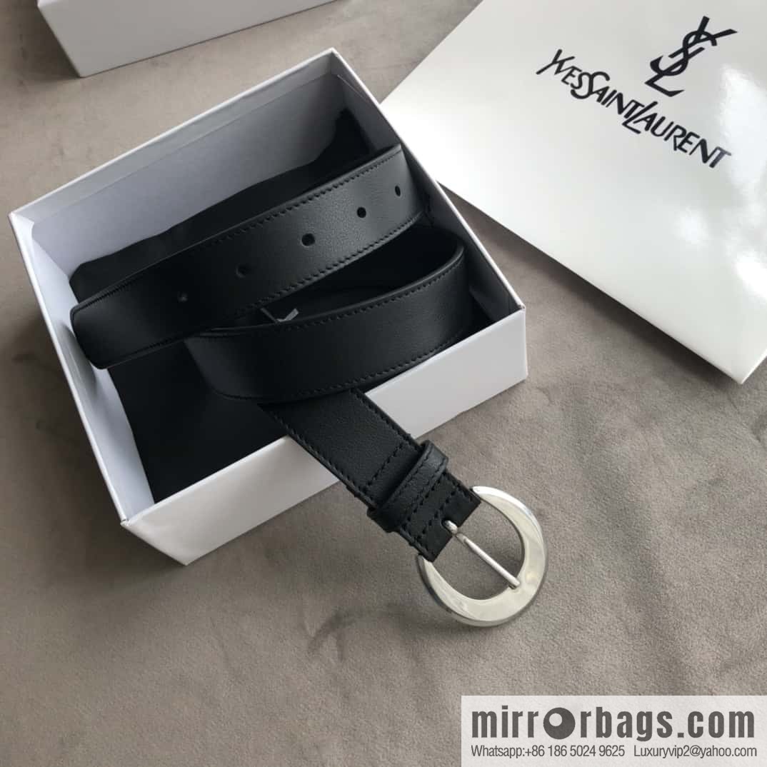 Saint Laurent, black women's vintage pin buckle belt 3.0cm