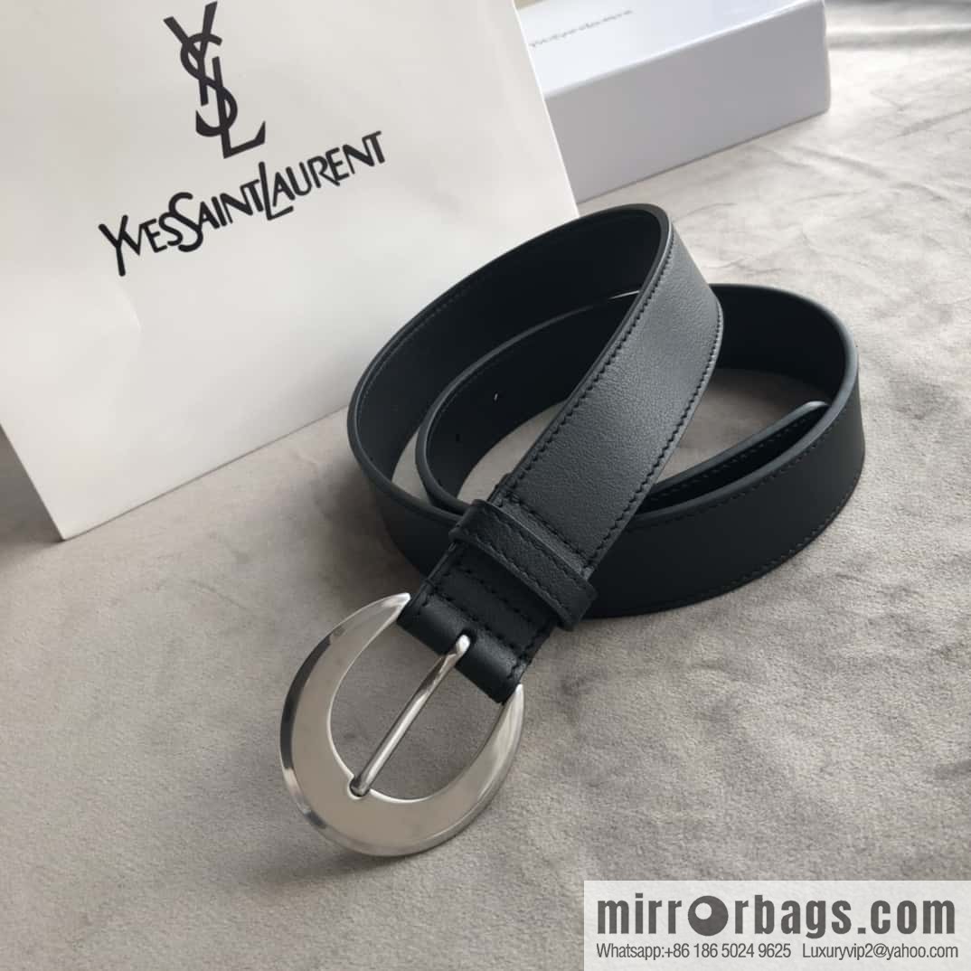 Saint Laurent, black women's vintage pin buckle belt 3.0cm