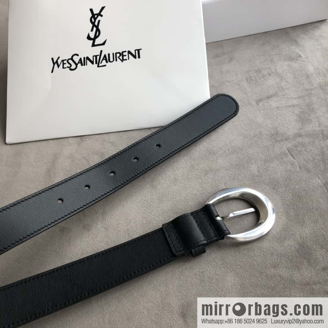 Saint Laurent, black women's vintage pin buckle belt 3.0cm