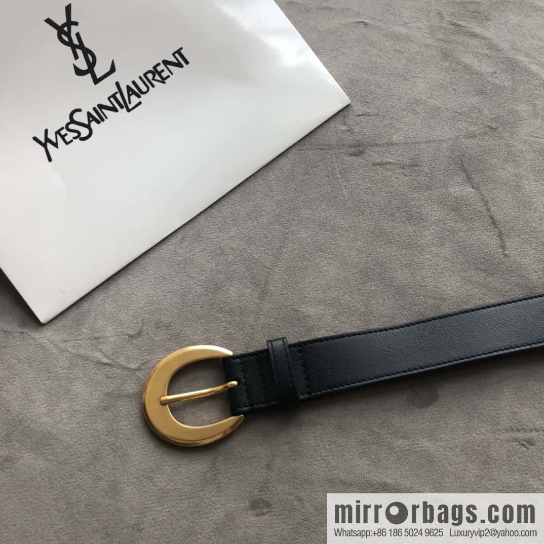 Saint Laurent, black women's vintage pin buckle belt 3.0cm