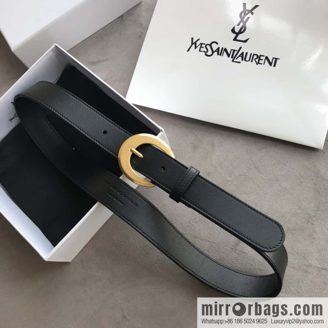 Saint Laurent, black women's vintage pin buckle belt 3.0cm