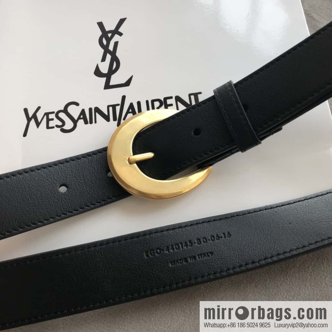 Saint Laurent, black women's vintage pin buckle belt 3.0cm