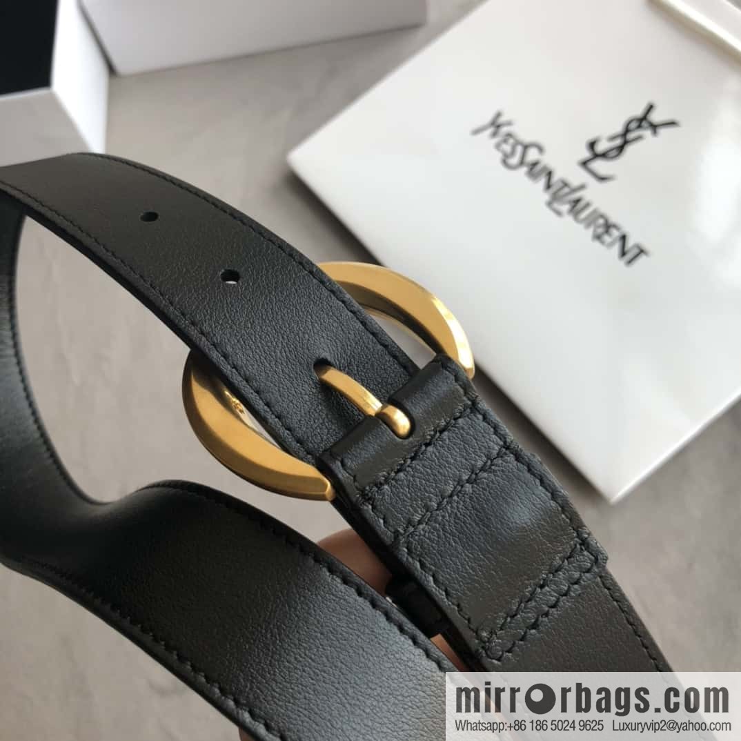 Saint Laurent, black women's vintage pin buckle belt 3.0cm