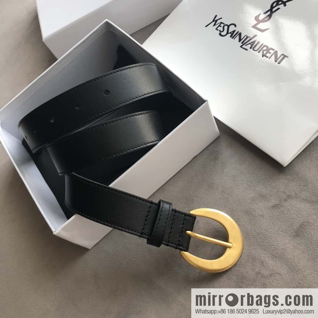 Saint Laurent, black women's vintage pin buckle belt 3.0cm