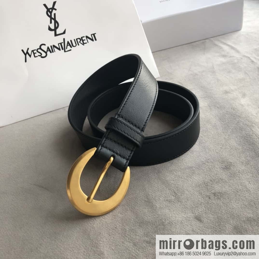 Saint Laurent, black women's vintage pin buckle belt 3.0cm