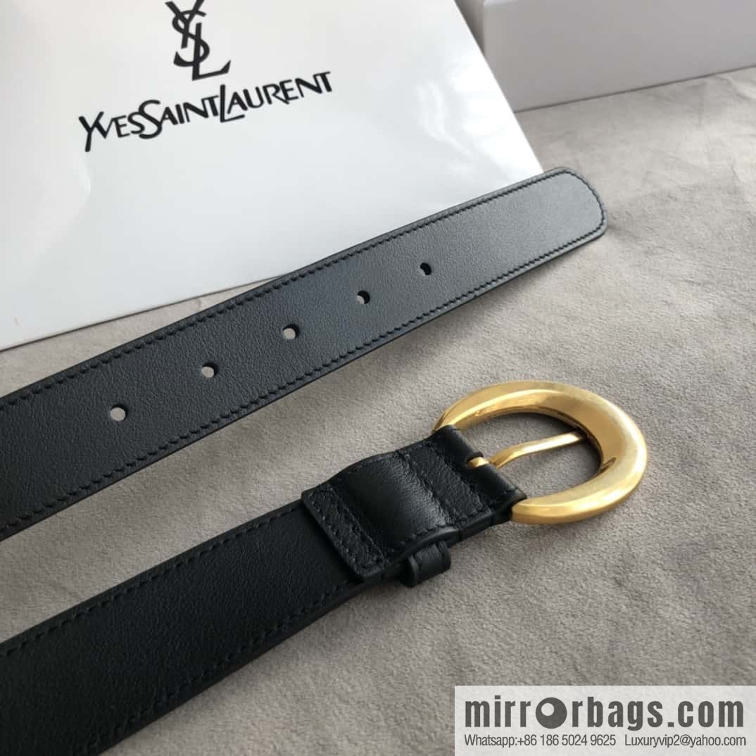 Saint Laurent, black women's vintage pin buckle belt 3.0cm