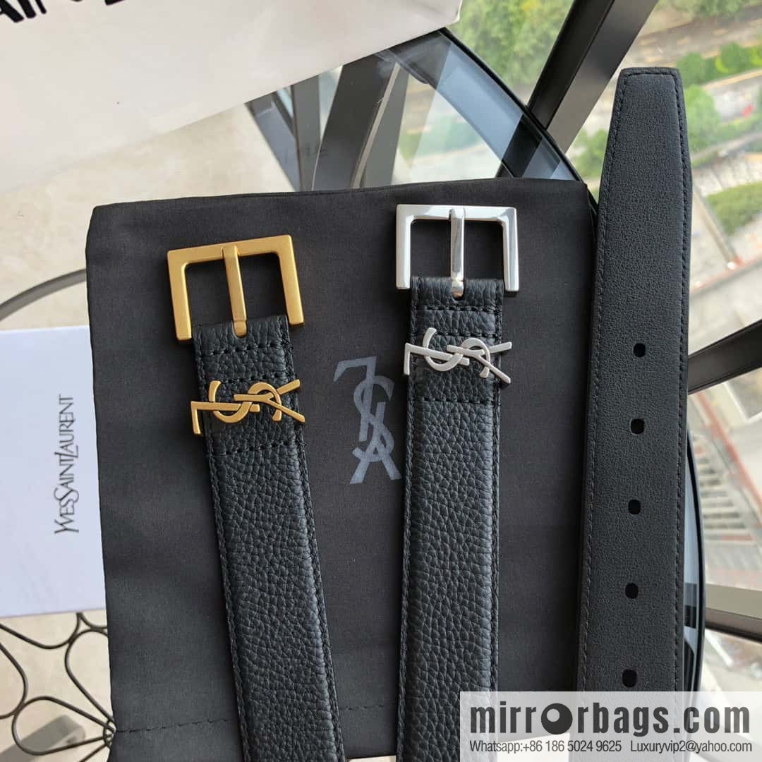 Saint Laurent 3.0cm Women's Belt Vintage Seiko Engraved Metal Buckle Belt
