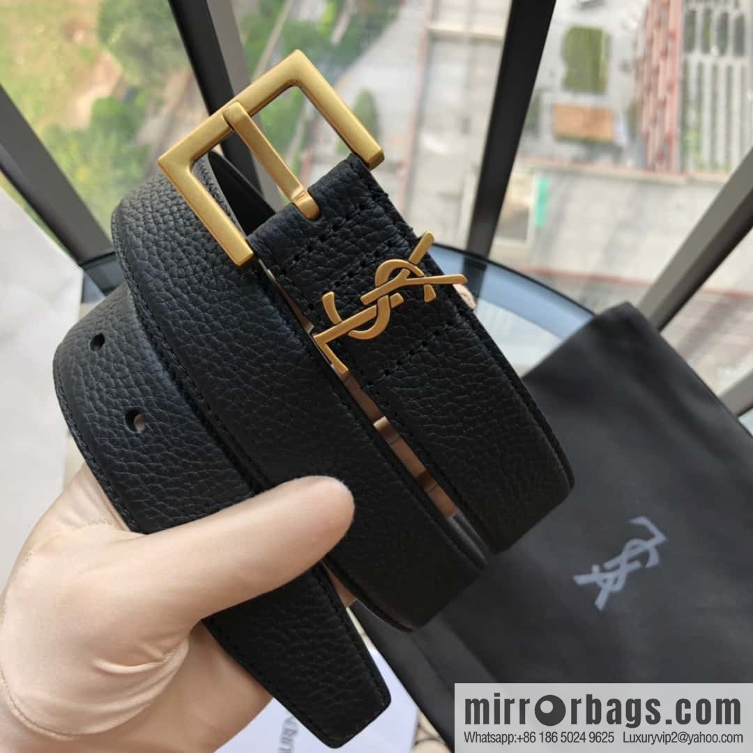 Saint Laurent 3.0cm Women's Belt Vintage Seiko Engraved Metal Buckle Belt