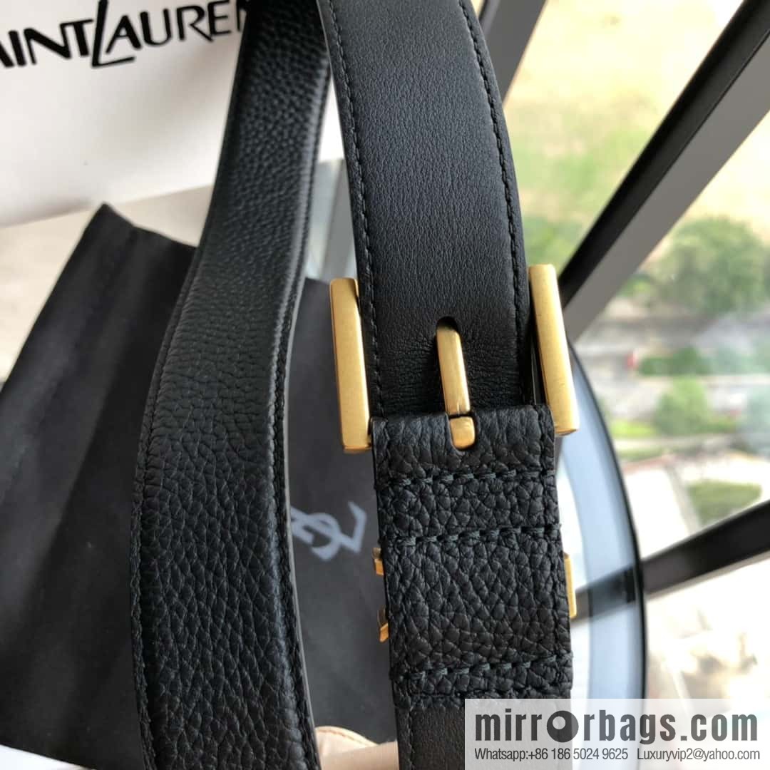 Saint Laurent 3.0cm Women's Belt Vintage Seiko Engraved Metal Buckle Belt