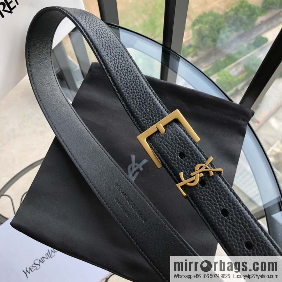 Saint Laurent 3.0cm Women's Belt Vintage Seiko Engraved Metal Buckle Belt