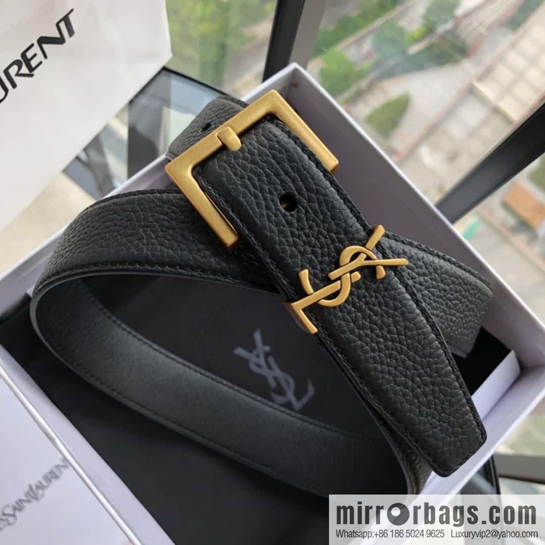 Saint Laurent 3.0cm Women's Belt Vintage Seiko Engraved Metal Buckle Belt