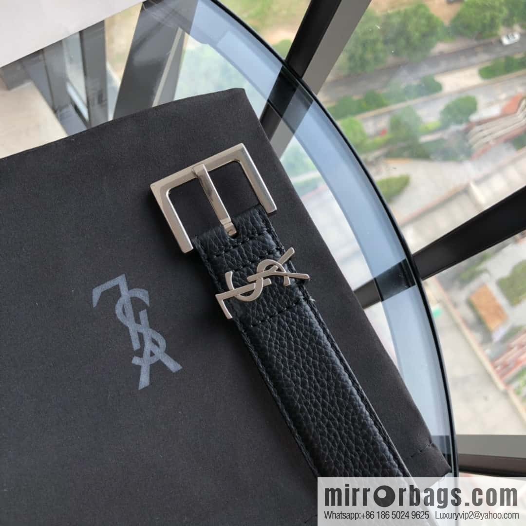 Saint Laurent 3.0cm Women's Belt Vintage Seiko Engraved Metal Buckle Belt